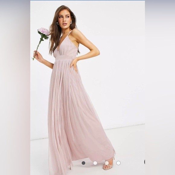 Anaya tulle plunge front maxi dress - Picture 3 of 4